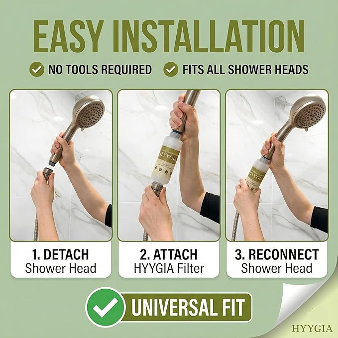 Premium Vitamin C Shower Filter for Hair and Skin - High Output Chlorine Remover & Water Filtration - Reduces Dry Itchy Skin & Frizzy Brittle Hair - Universal Fit (Clean Cotton Scent)