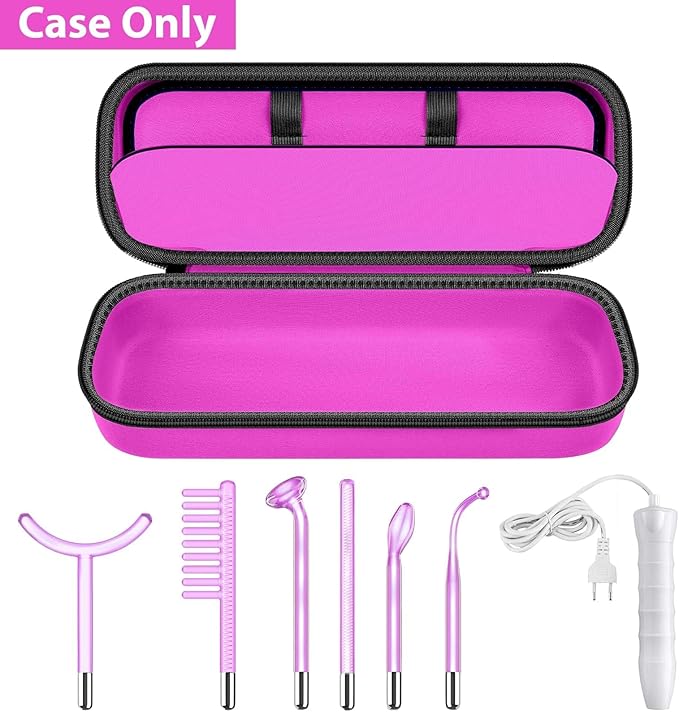 Case Compatible with Houzzi/for NuDerma/for Signstek/for APREUTY/for FAZJEUNE/for NewWay Professional Clinical Portable Handheld High Frequency Skin Wand Machine, 6 Neon & Argon Wands (Box Only)-Red