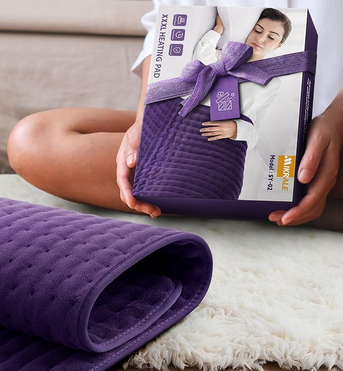 Heating Pad for Back, Neck & Shoulder Pain Relief, 17"x33" Electric Moist/Dry Heat Pad, 6 Heat & 4 Timer Settings, Auto Shut-Off, Machine Washable, Mothers Day Gifts for Mom, Wife, Sister, Women