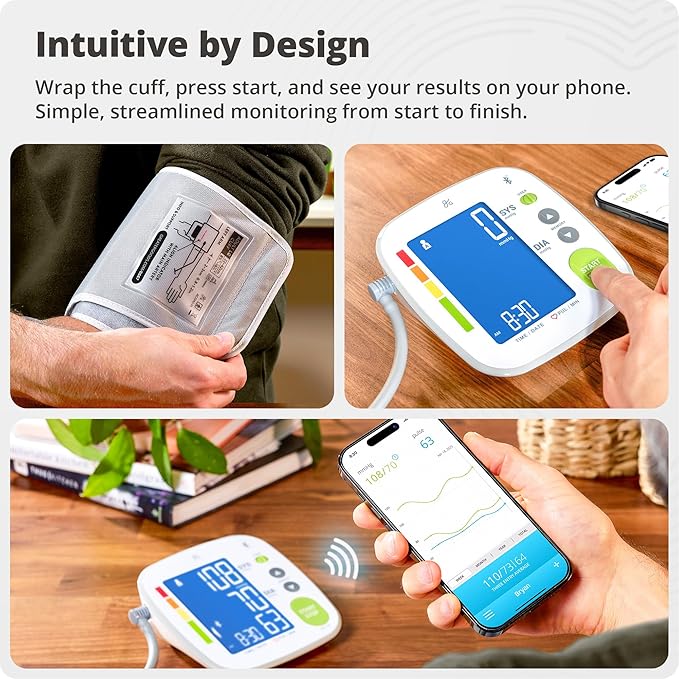 Greater Goods Bluetooth Smart Blood Pressure Monitor – Automatic Digital Upper Arm BP Machine for Home Use, 8.7”–16.5” Standard Cuff, Compatible with XL Cuff, Large Easy-to-Read Display, Complete Kit