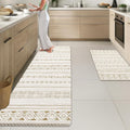 Arttown Anti Fatigue Mats for Kitchen Floor, Boho Moroccan Farmhouse Kitchen Mats Cushioned Anti Fatigue Rug, Waterproof Non-Slip Washable Kitchen Rugs and PVC - Brown/Cream