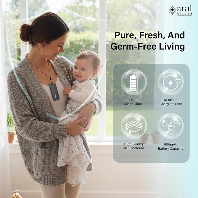 Personal Wearable Air Purifier, Pocket Portable Air Cleaner for Car, Home & Travel, 3rd Gen 50 Million Anions/cm³, Rechargeable PM2.5 Smog & Odor Protection