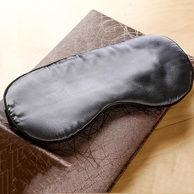 100% Mulberry Silk Sleep Mask for Women/Men Airplane Travel, Pure 22 Momme Silk Eye Mask Blackout for Sleeping, Ajustable, Luxury, Anti Wrinkle, Anti Aging Silk Blindfold, Made in USA (Slate Gray)