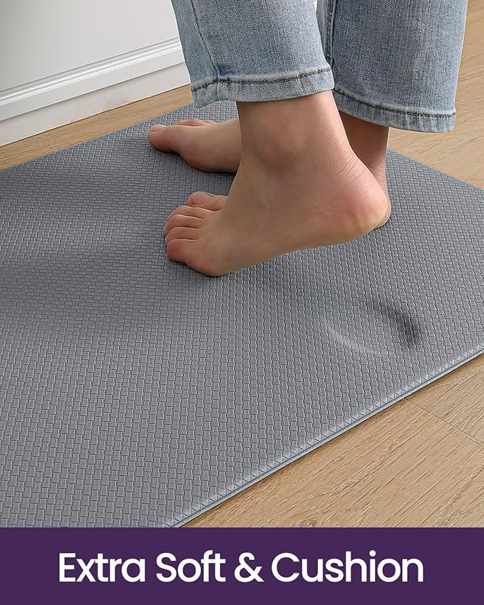 DEXI Kitchen Floor Mats Cushioned Anti Fatigue, 23x94, Large Long Standing Runner Rug Waterproof, Comfort Memory Foam Padded for Front Sink Laundry, Grey