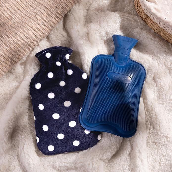 HomeTop Premium Classic Rubber Hot or Cold Water Bottle with Soft Fleece Cover