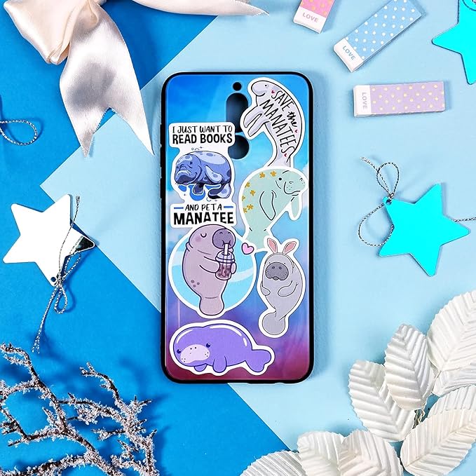 BulbaCraft 100Pcs Manatee Stickers and Laptop Decals for Water Bottles - Waterproof Vinyl Manatee Stickers, Gifts for Women & Men