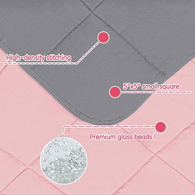 yescool Weighted Blanket (10 lbs, 41" x 60", Pink Grey) Cooling Heavy Blanket for Sleeping Perfect for 90-110 lbs, Breathable Blanket with Premium Glass Bead, Machine Washable