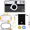 KODAK EKTAR H35N Half Frame Film Camera, 35mm, Reusable, Focus-Free, Bulb Function, Built-in Star Filter, Coated Improved Lens (Film & AAA Battery are not Included) (Striped Black, Premium Kit)