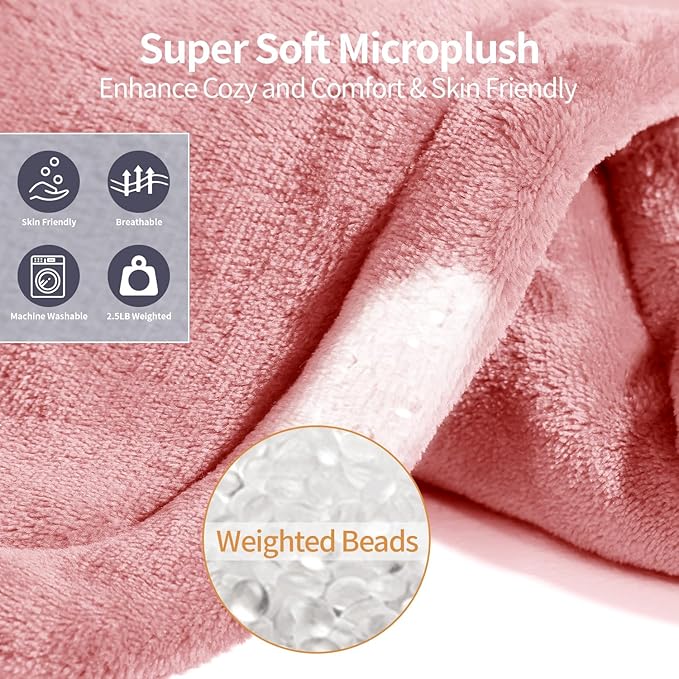 Heating Pad for Neck and Shoulders and Back Pain Relief, Weighted Heat Pad with Dry&Moist Heat, Neck Heating Pads 4 Heat Settings, Auto-Off, Christmas Gifts for Women Men Mom Dad, 19'' x 22'', Pink