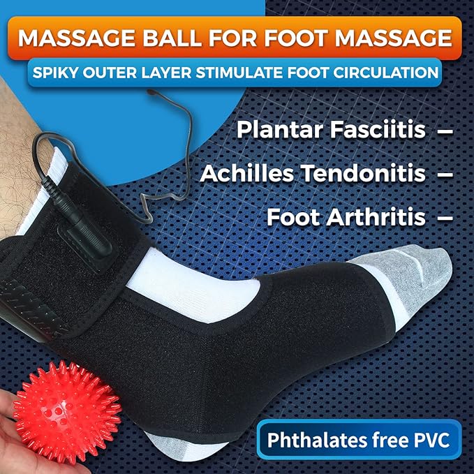 sticro Ankle Heating Pad for Achilles Tendonitis and Plantar Fasciitis Relief, Heated Ankle Brace Foot Heating Pad Wrap with Massage Ball for Sprained Ankle, Arthritis Foot Heel Pain Relief (Black)