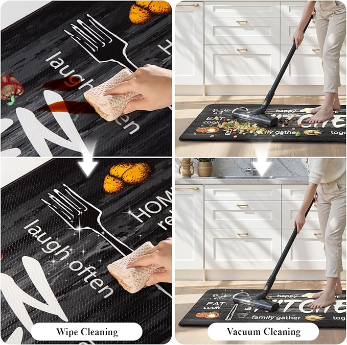 KIMODE Kitchen Mats,Grey Anti Fatigue Kitchen Rugs Sets of 2,Non Slip Waterproof Farmhouse Kitchen Floor Mats,Cushioned Comfort Standing Mat for Home,Laundry, Sink,Desk
