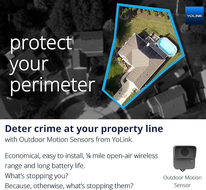 YoLink Outdoor Motion Sensor Kit, 2 LoRa Motion Sensors + SpeakerHub, Driveway Alert, D2D Direct Pairing Works Without Internet, App Email SMS Alerts, Alexa Routines, 2+ Year Battery, Hub Included