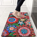 Likiyol Boho Kitchen Rugs Floral Kitchen Mats for Floor Bohemian Cushioned Anti Fatigue Mats for Kitchen Floor Non Slip Washable Kitchen Mat for Home, Sink, 18''x30'', Red