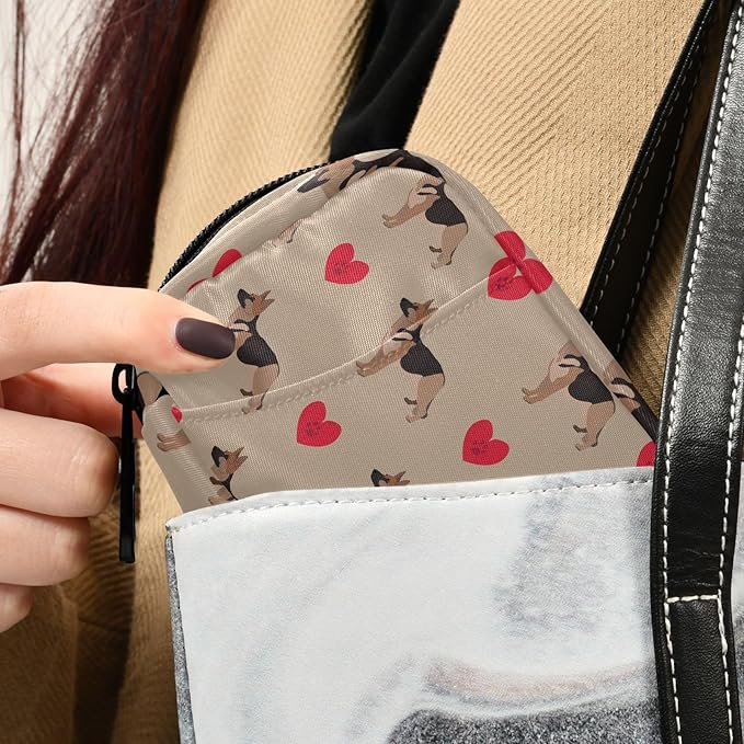 Pill Box German Shepherd Dog Heart 7 Day Pill Case Travel Pill Organizer Bag with Zipper Portable Weekly Vitamin Medicine Supplement Holder Pouch Bag
