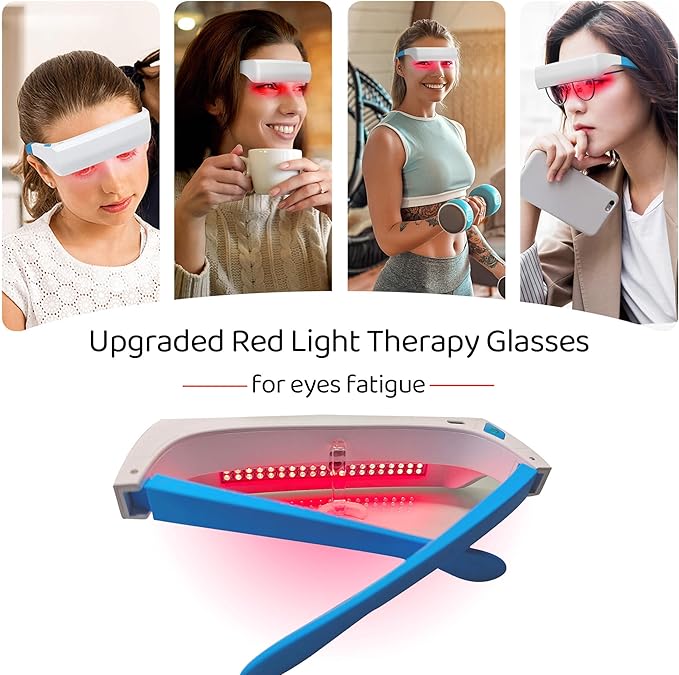 Red Light Therapy Glasses 670nm – UV-Free Wearable Light for Eye Comfort, Visual Wellness & Relaxation – Rechargeable, Adjustable Timers, Gentle Non-Invasive Red LED Glasses