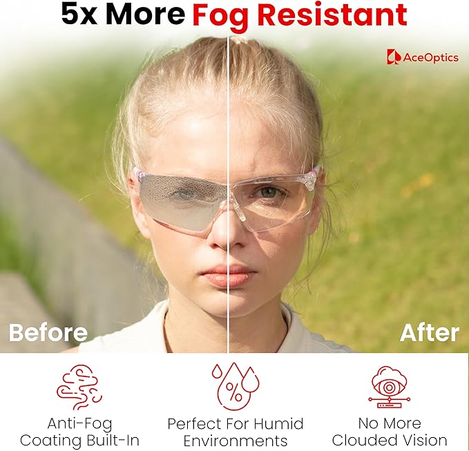 Safety Glasses – ANSI Z87 Certified, 5X Anti-Fog ClearShield™ Lenses with Premium Hard Case & Accessory Bundle