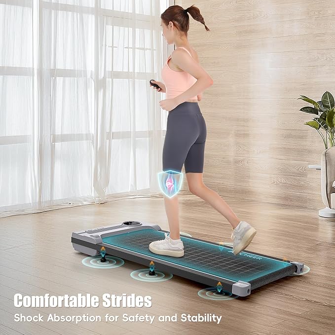 ANCHEER Under Desk Treadmill, Walking Pad Treadmill with Incline, 2.5HP Portable Treadmills for Home 300 lb Capacity, Smart APP Control Jogging Machine with Remote Control, Installation-Free