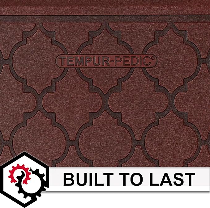 Tempur-Pedic Ultra Comfort Anti-Fatigue Lattice Merlot 1' 8" x 3' 6" Kitchen Floor Mat Cushioned Ergonomic Standing Desk Mat Waterproof Non-Skid Foam