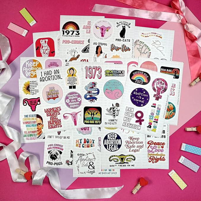 BulbaCraft 100Pcs Pro Choice Stickers, Pro Abortion Stickers, Reproductive Rights Laptop Decals, Feminist Gifts Women, Gifts for Women & Men