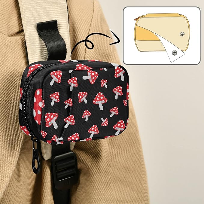 Pill Box Mushroom Cartoon 7 Day Pill Case Travel Pill Organizer Bag with Zipper Portable Weekly Vitamin Medicine Supplement Holder Pouch Bag