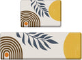 Anti-Fatigue Boho Kitchen Rug Set of 2 Cushioned Bohemian Rug Mat for Floor, Yellow Sun Standing Waterproof Non-Slip Mat PVC Ergonomic Comfort Foam Rug for Kitchen