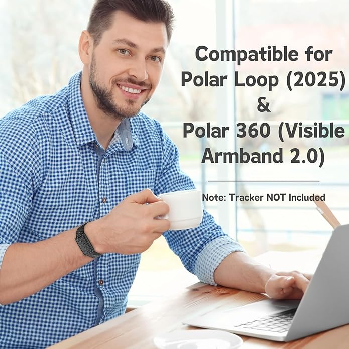 Vanet Nylon Straps Compatible for Polar Loop Bands/Polar 360 Replacement, Elastic Woven Strap Breathable Sport Adjustable Stretchy Braided Hook & Loop Wristbands for Visible Armband 2.0 [NO Tracker]