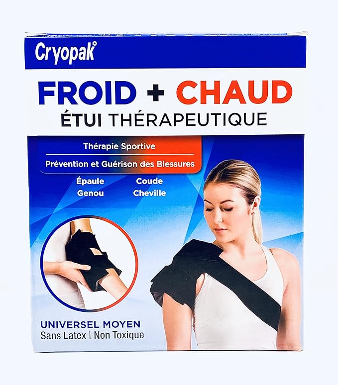 Cryopak Cold and Hot Therapy Wrap, Black, Latex-Free, Non-Toxic, for Back, Abdomen, Hip, Sports Injury Prevention, Recovery (Medium). kit Includes Flexible Gel Compress, Sleeve and Strap.
