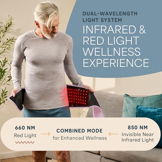 Lifepro Red Light Therapy Belt – Infrared Red Light Therapy for Body, Back Pain and Shoulder - 660nm & 850nm Near Infrared Heating Pad – Adjustable & Portable for Wellness & Relaxation