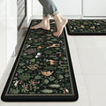 KIMODE Comfort Kitchen Mats for Floor Cushioned Anti Fatigue,Farmhouse Animal Forest Kitchen Rugs Sets of 2 Non Slip,Memory Foam Kitchen Standing Mat Laundry Sink Office Home,Black