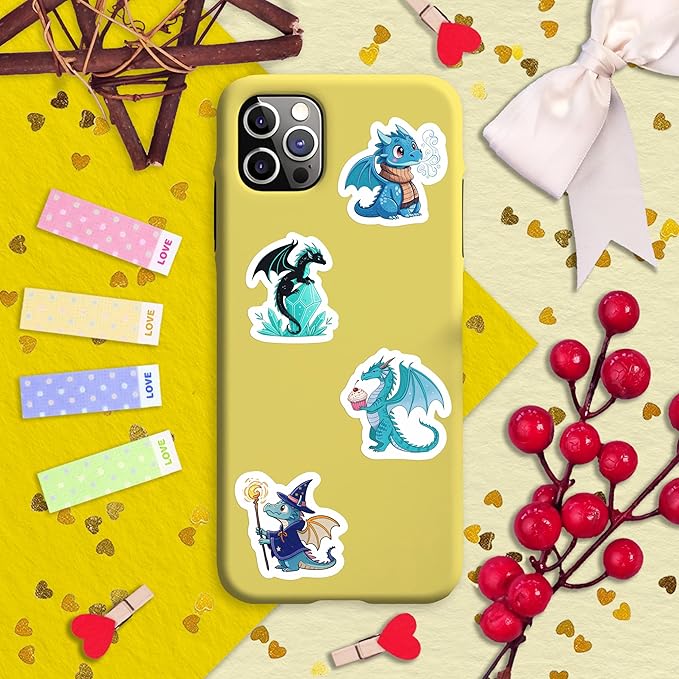 100Pcs Cute Dragon Stickers Waterproof, Funny for Laptop - Dragon Party Supplies - Gift for Women & Men