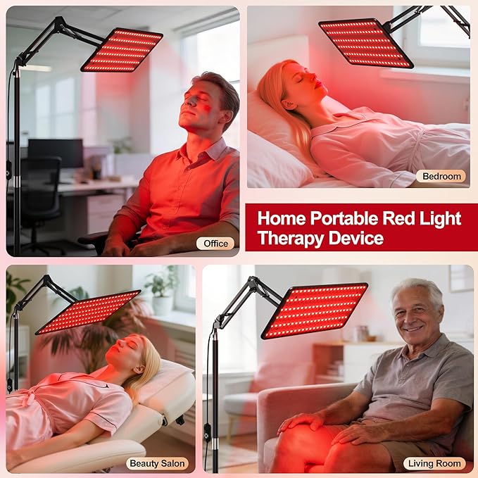 Morfone Red Light Therapy for Body Face - Tri-Wavelength (660nm, 850nm, 940nm) LED Infrared Light Therapy Lamp Panel with Adjustable Stand, Protective Glasses for Home Use, Gift for Women Girl, Large