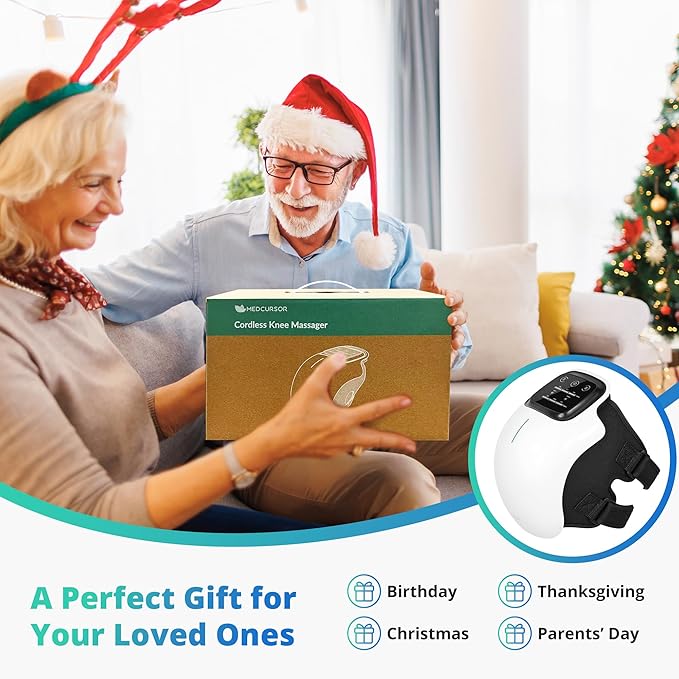 Medcursor Knee Massager with Heat, Knee Massage with 3 Heating Levels & 3 Vibration Modes, Heated Knee Massager with Large LED Screen