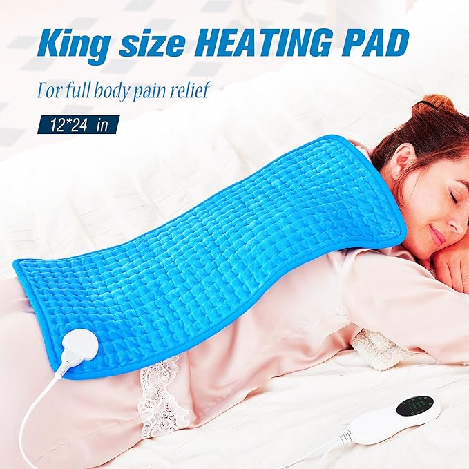 Heating Pad for Neck and Shoulders and Back,Auto Shut Off&Dry&Moist Heat,Heating Pad for Period Cramps,Gifts for Women, Men, Family, Friends(Blue Classic, 12 * 24in)