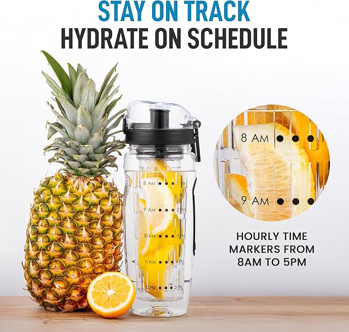 Zulay Fruit Infuser Water Bottle - 34oz - Leakproof With Full-Length Infusion Rod - Men Women's Ideal Fitness Gift Or For Gym, Camping