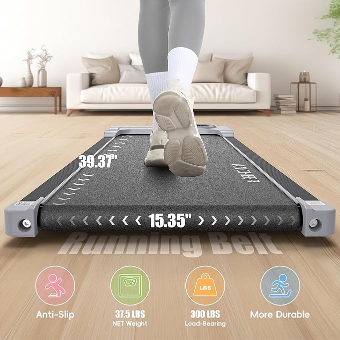 ANCHEER Under Desk Treadmill, Walking Pad Treadmill with Incline, 2.5HP Portable Treadmills for Home 300 lb Capacity, Smart APP Control Jogging Machine with Remote Control, Installation-Free