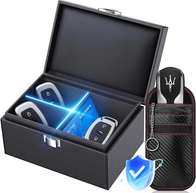 Faraday Box for Car Keys, Key Fob Signal Blocker Rfid Box for Car Keys, Faraday Key Fob Protector Signal Blocking Box