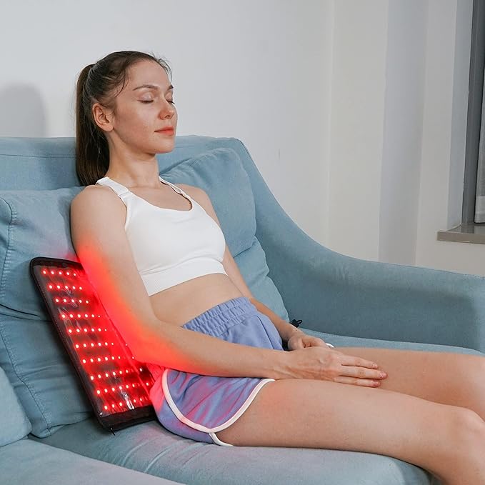 LOVTRAVEL 660nm LED Red Light Therapy for Body 21''x13.7'' and 850nm Near Infrared Light Therapy Devices Large Pads Belt Wearable Wrap for Leg Thigh Knee Belly Back Waist Pain Relief