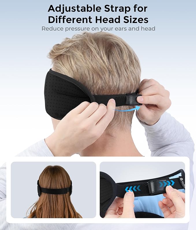LOVE EYE Sleep Headphones Bluetooth 5.4 Sleeping Eye Mask Wireless Music Earphones with HD Speakers for Side Sleepers Total Blackout Cotton Mask for Travel, Home, Office, Unique Gifts