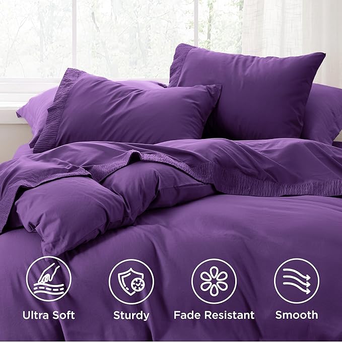 Bedsure California King Sheet Sets - 4 Pieces Soft Cal King Sheets - Breathable & Cooling - Hotel Luxury - Easy Care Polyester Microfiber Bedding for Women, Men, Purple