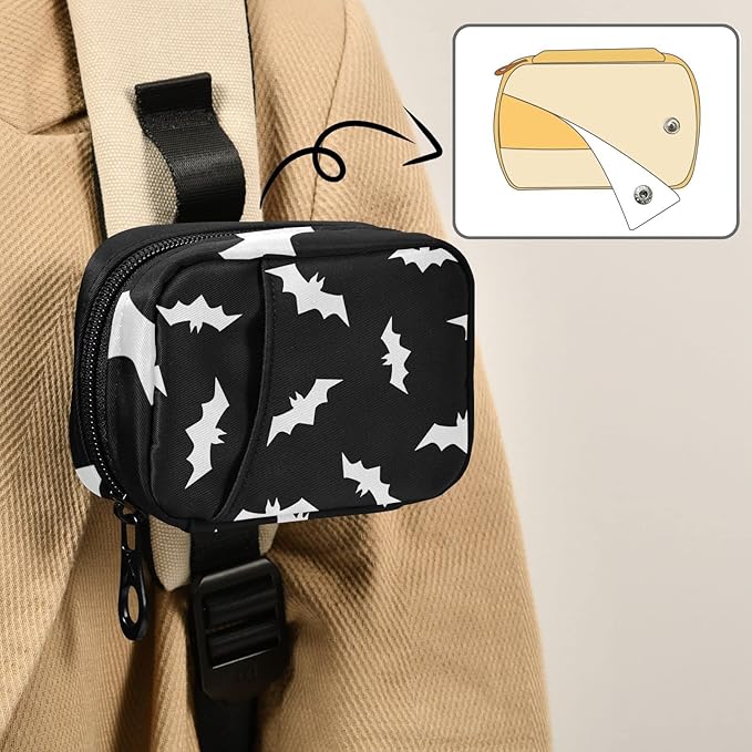 Halloween Bats Pill Box 7 Day Pill Case Travel Pill Organizer Bag with Zipper Portable Weekly Vitamin Medicine Supplement Holder Pouch Bag