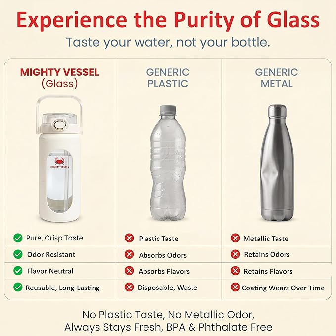 32 oz Glass Water Bottle – White | Leakproof Borosilicate Design with Time Markers, Silicone Sleeve & Flip Straw – Lightweight for Gym, Travel, Work