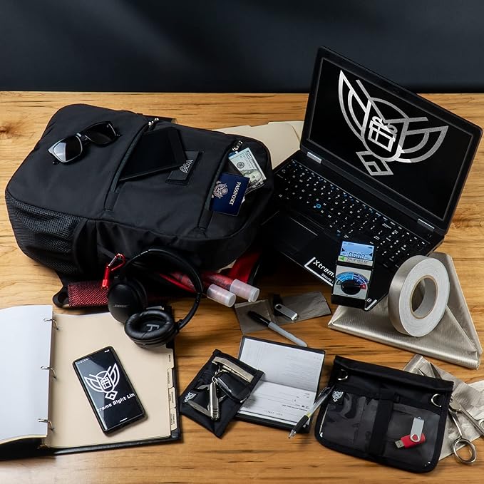 Xtreme Sight Line ~ Xecutive Transport Faraday Backpack for Laptops, Tablets, and Other Mid-Size Electronics ~ Tracking/Hacking Defense ~ Stone