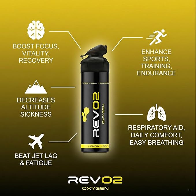 Oxygen Can | 98% Pure Portable Oxygen for Recovery, Immunity & Hiking | 10L Canister with Leak-Proof Mouthpiece & Trigger Lock | Natural Citrus Boost for Breathing, Energy & Wellness - Lemon 3 Pack