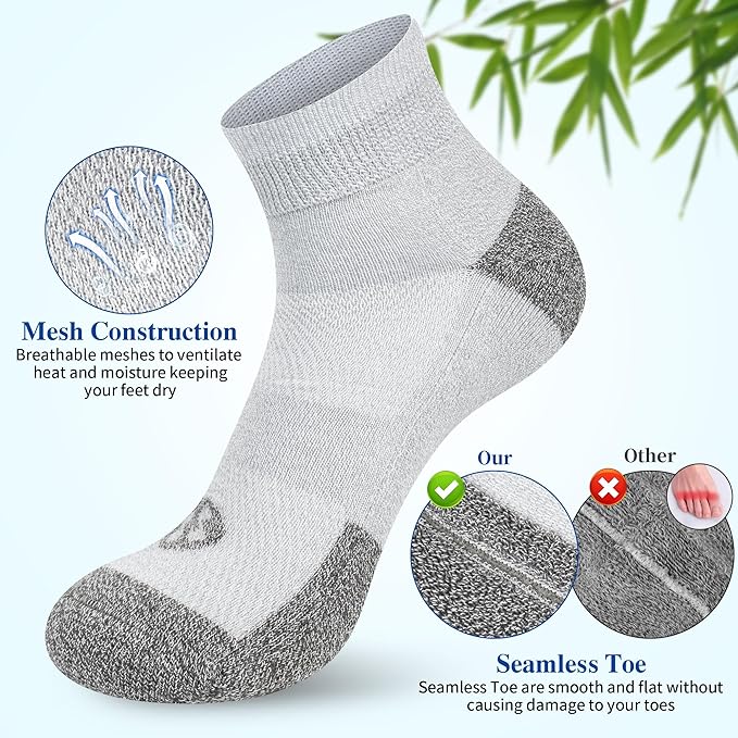 Diabetic Socks for Men,6 Pairs Ankle Mens Diabetic Socks,Diabetic Neuropathy Socks for Men Size 9-11/10-13/13-15.
