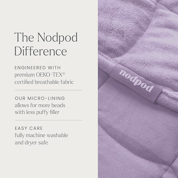 nodpod Body 6.5lb Patented Compact Weighted Blanket I Perfect for Relaxation, Sleeping & Travel l I Glass Bead Filled, Machine Washable (29" x 24") - Wisteria
