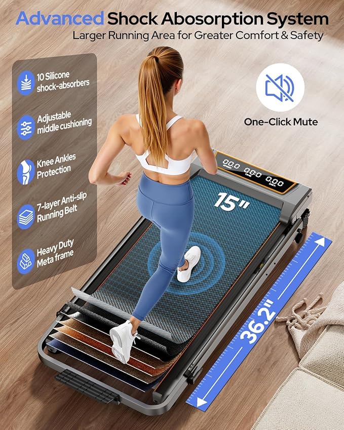 Walking Pad Treadmill with 12% Incline & Handle Bar Height Adjustable, One-click MUTE Walking Pad with Incline 3 Level, 3.5HP Foldable Walking Pad Treadmills for Home Office Small 350lbs, Remote & APP