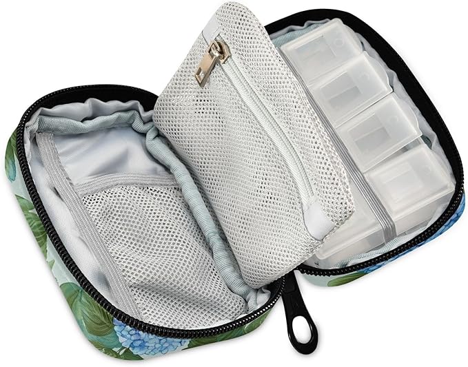Travel Pill Case Leaf Flower Weekly Small Pill Box 7 Day Pill Box Pill Organizer Bag