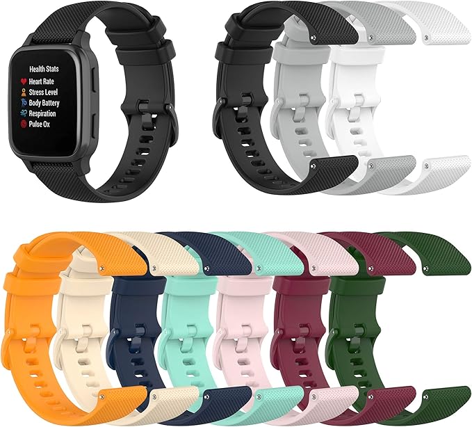 Compatible with Garmin Venu Sq Bands for Women Men, 20mm Quick Release Silicone Replacement Band Wristbands Straps Bracelet Fit for Garmin Vivoactive 3 Music, Forerunner 245 645 (Khaki)