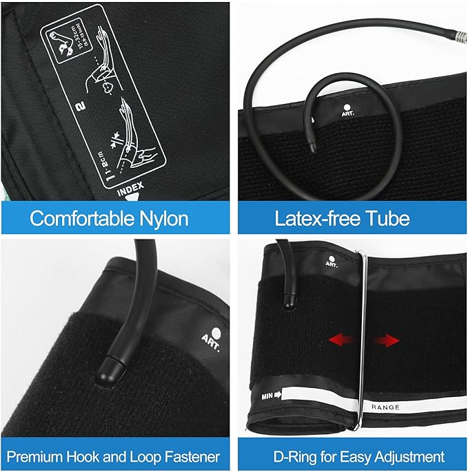 5.9"~13" (15-32cm) Extra Small to Medium Blood Pressure Cuff - BP Replacement Cuff for Individuals with XS/Small/Medium Upper Arms, 6 Size Connectors Compatible with Omron and Other Brands (Cuff Only)