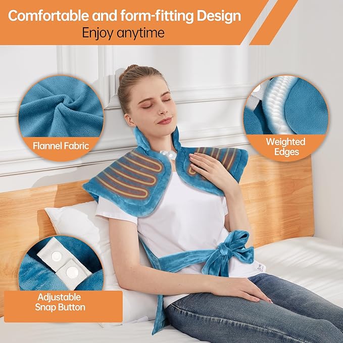 Electric Heating Pad for Back, Neck & Shoulders – 25"x37" Large Weighted Heating Pad for Full Body Pain Relief & Muscle Relaxation – 5 Temps, 4 Timers, Auto Shut-Off – Gifts for Women, Men, Mom & Dad